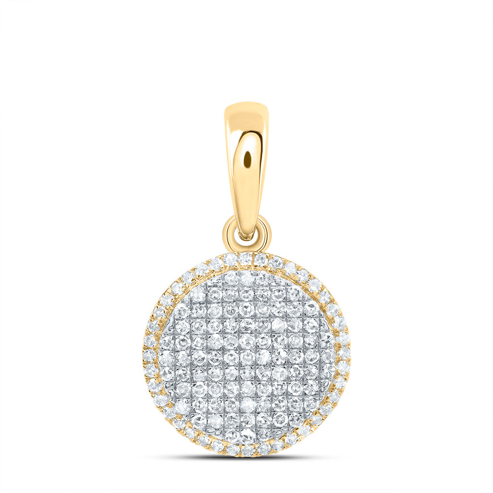 0.6 Ctw Natural Diamond Cluster Round Shaped Pendant in 10k Yellow Gold