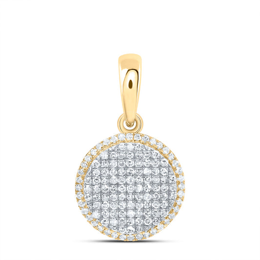 0.6 Ctw Natural Diamond Cluster Round Shaped Pendant in 10k Yellow Gold
