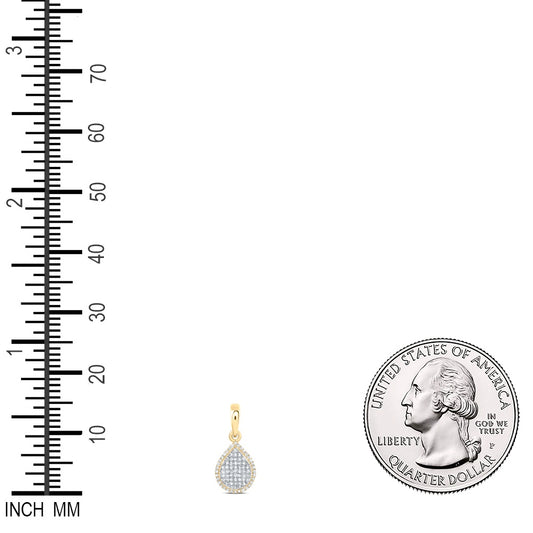 0.4 Ctw Natural Diamond Teardrop Fashion Gift Pendant in 10k Yellow Gold