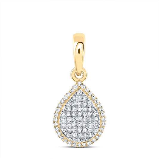 0.4 Ctw Natural Diamond Teardrop Fashion Gift Pendant in 10k Yellow Gold