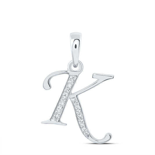 0.07 Ctw Natural Diamond Designer Initial letter K Pendant in 10k White Gold