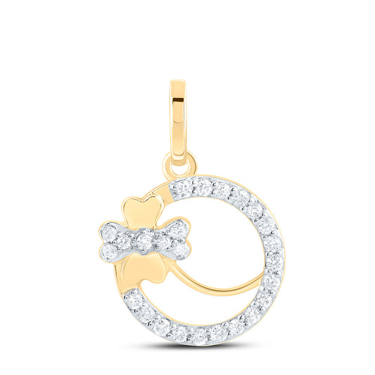 0.09 Ctw Natural Diamond Paw Circle Pendant in 10k Yellow Gold