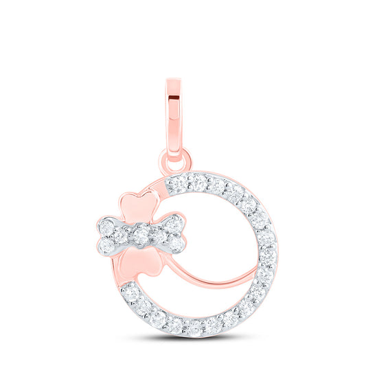0.09 Ctw Natural Diamond Paw Circle Pendant in 10k Rose Gold