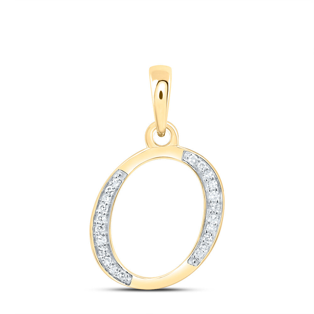 0.09 Ctw Natural Diamond Designer Initial Letter O Pendant in 10k Yellow Gold