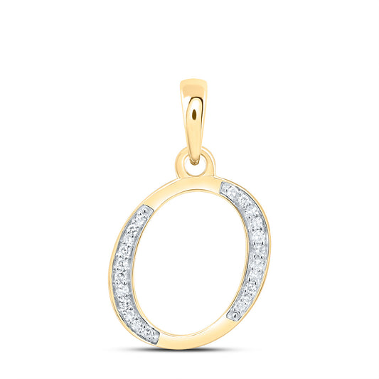 0.09 Ctw Natural Diamond Designer Initial Letter O Pendant in 10k Yellow Gold