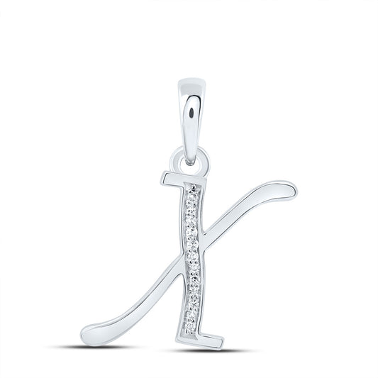0.05 Ctw Natural Diamond Desinger Initial Letter X Pendant in 10k White Gold