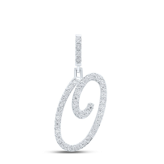 0.15 Ctw Natural Diamond Cursive Initial Letter O Pendant in Sterling Silver