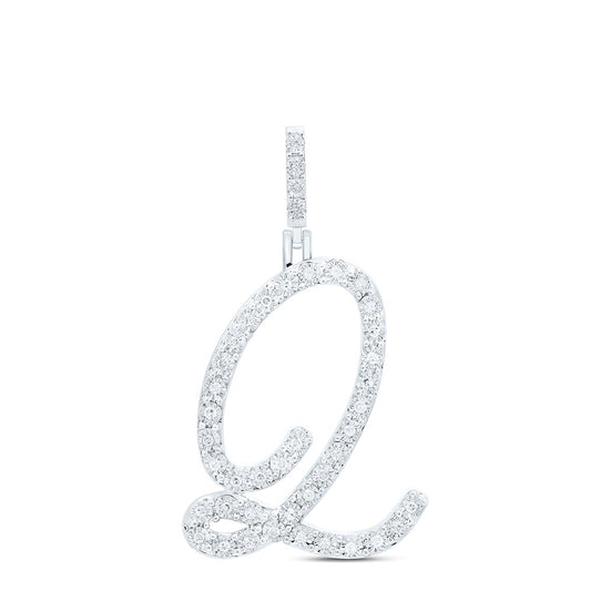 0.16 Ctw Natural Diamond Cursive Initial Leter Q Pendant in Sterling Silver