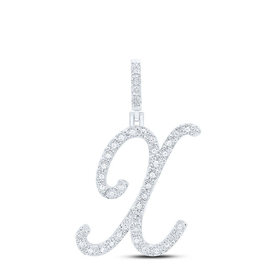 0.15 Ctw Natural Diamond Cursive Initial Letter X Pendant in Sterling Silver