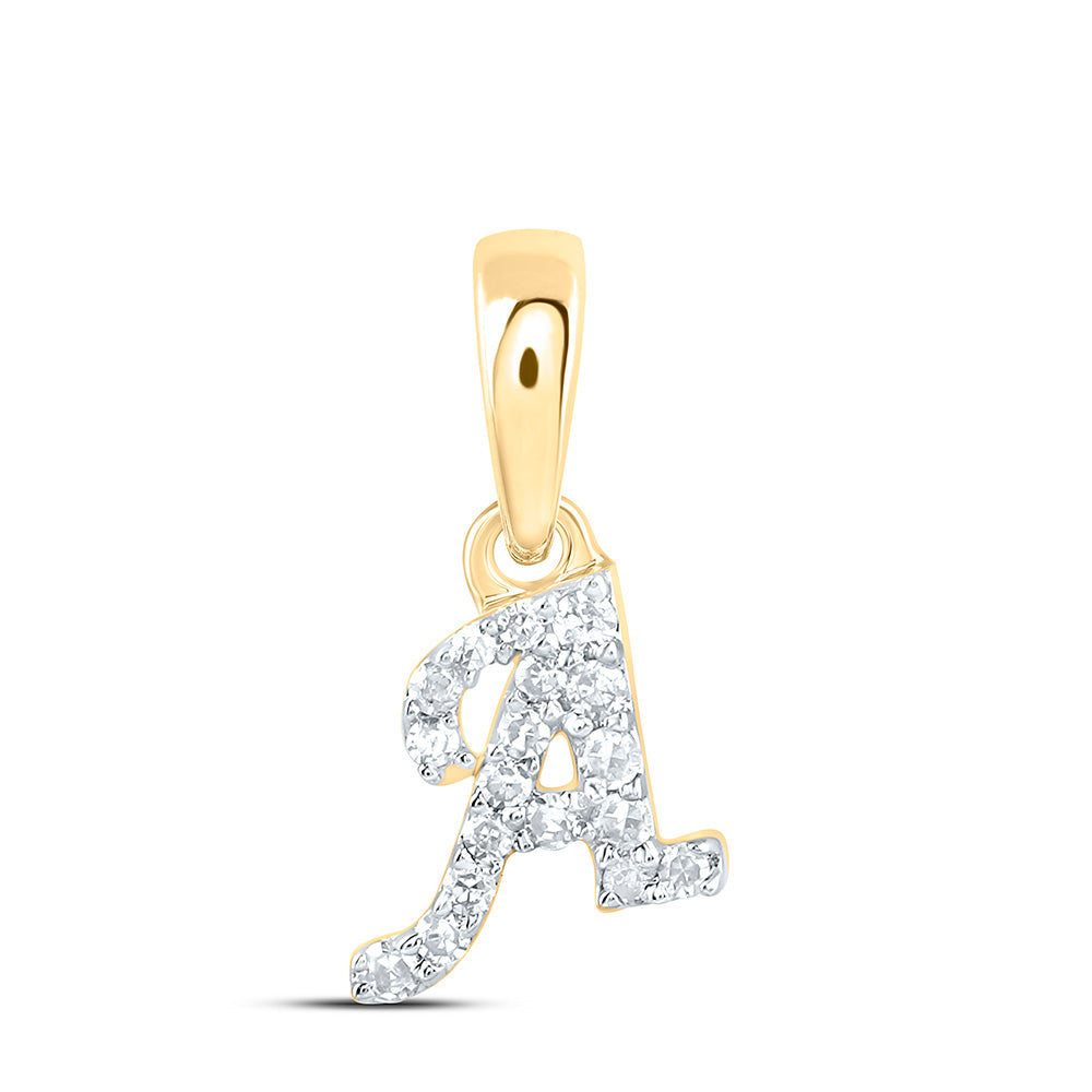 0.06 Ctw Natural Diamond Initial Letter A Pendant in 10k Yellow Gold