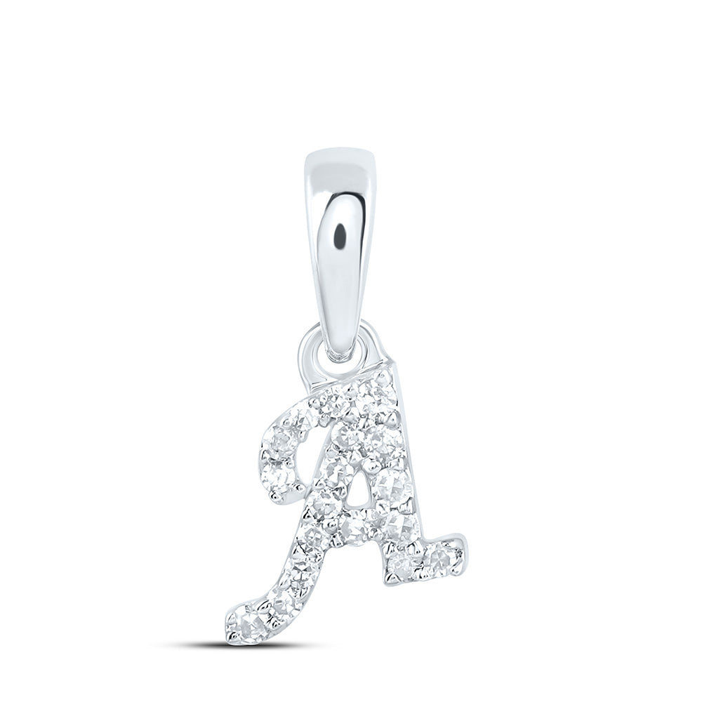 0.06 Ctw Natural Diamond Initial Letter A Pendant in 10k White Gold