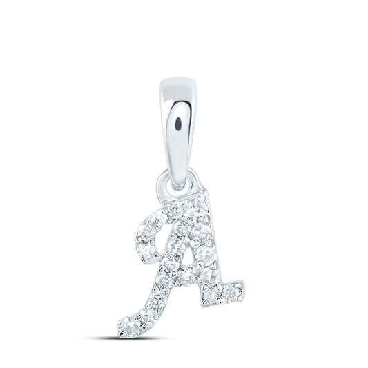 0.06 Ctw Natural Diamond Initial Letter A Pendant in 10k White Gold