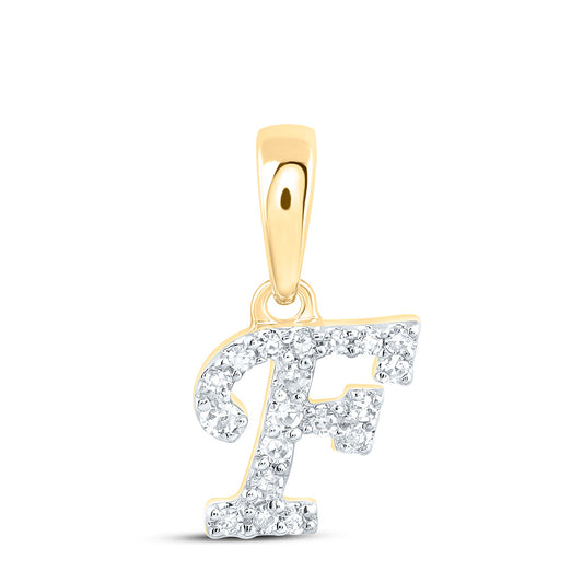 0.05 Ctw Natural Diamond Initial Letter F Pendant in 10k Yellow Gold