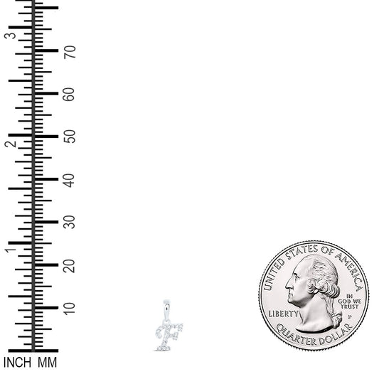 0.05 Ctw Natural Diamond Initial Letter F Pendant in 10k White Gold