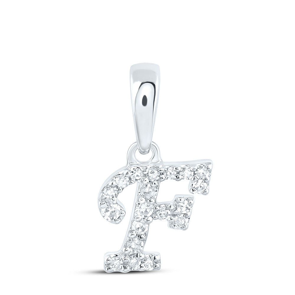 0.05 Ctw Natural Diamond Initial Letter F Pendant in 10k White Gold