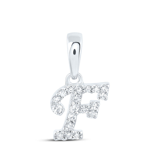 0.05 Ctw Natural Diamond Initial Letter F Pendant in 10k White Gold