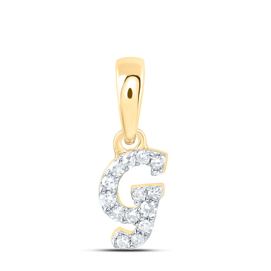 0.05 Ctw Natural Diamond Tiny Initial Letter G Pendant in 10k Yellow Gold