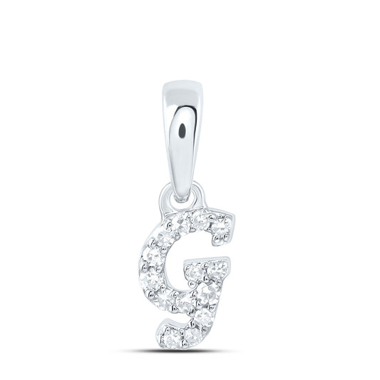 0.05 Ctw Natural Diamond Tiny Initial Letter G Pendant in 10k White Gold