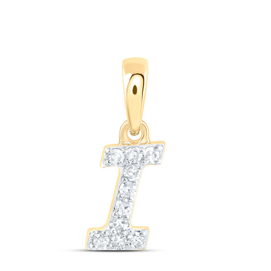 0.07 Ctw Natural Diamond Italic Initial Letter I Pendant in 10k Yellow Gold