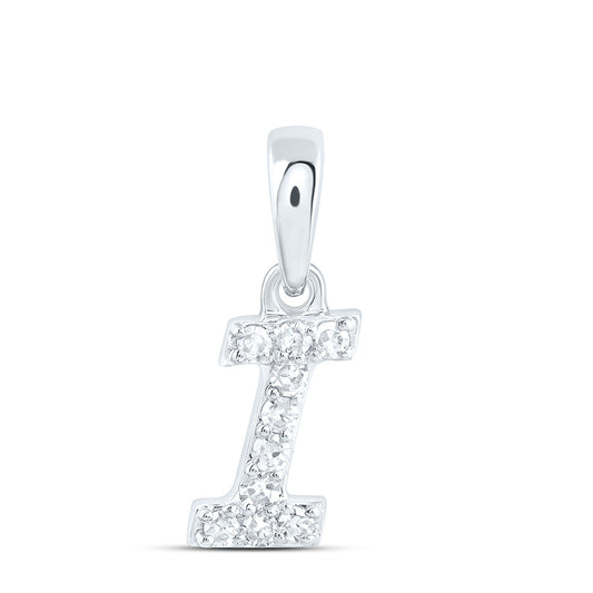 0.07 Ctw Natural Diamond Italic Initial Letter I Pendant in 10k White Gold