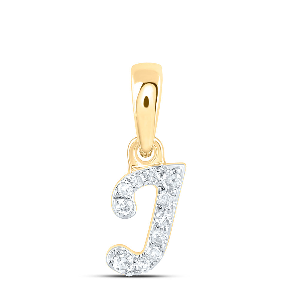 0.05 Ctw Natural Diamond Tiny Initial Letter JPendant in 10k Yellow Gold