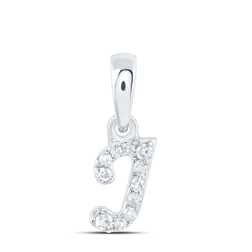 0.05 Ctw Natural Diamond Tiny Initial Letter J Pendant in 10k White Gold