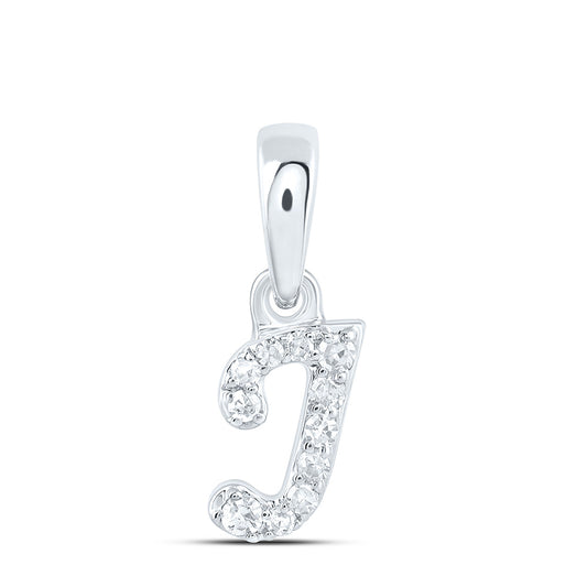 0.05 Ctw Natural Diamond Tiny Initial Letter J Pendant in 10k White Gold