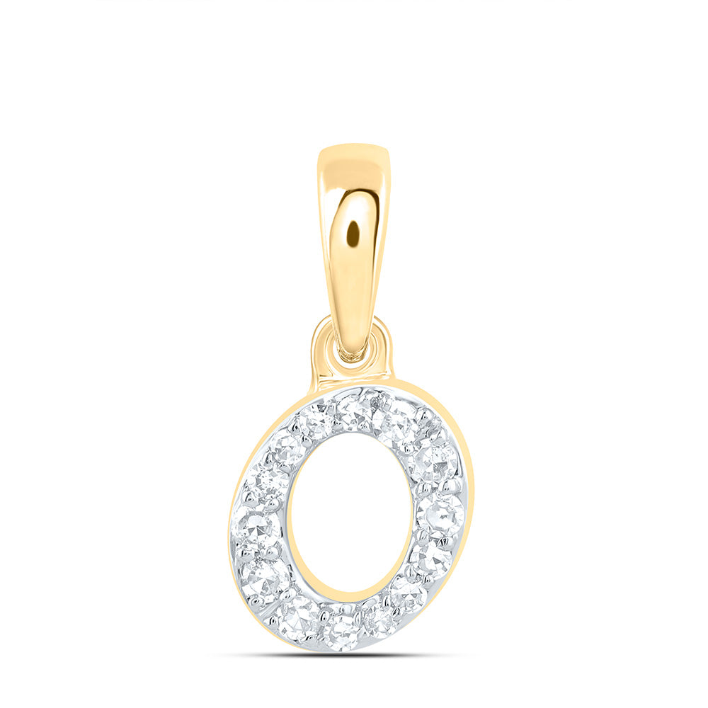 0.06 Ctw Natural Diamond Tiny Initial Letter O Pendant in 10k Yellow Gold