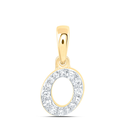 0.06 Ctw Natural Diamond Tiny Initial Letter O Pendant in 10k Yellow Gold