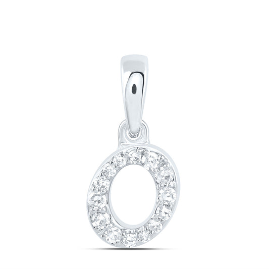 0.06 Ctw Natural Diamond Tiny Initial Letter O Pendant in 10k White Gold