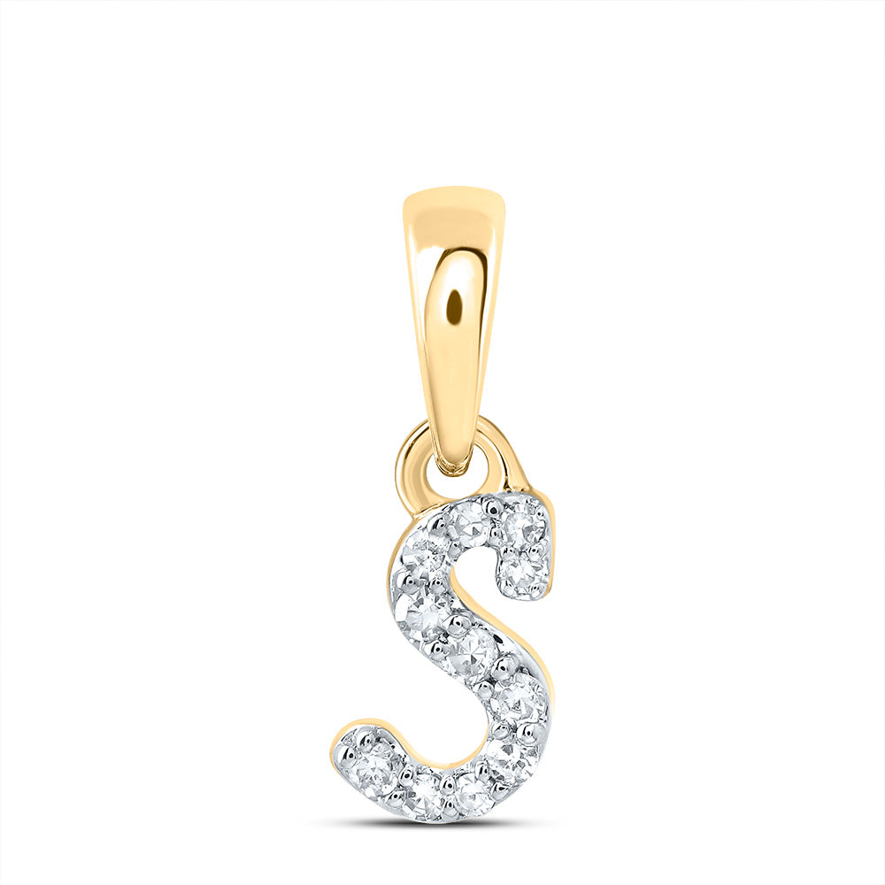0.04 Ctw Natural Diamond Tiny Initial Letter S Pendant in 10k Yellow Gold