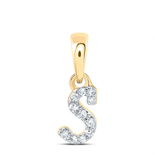 0.04 Ctw Natural Diamond Tiny Initial Letter S Pendant in 10k Yellow Gold