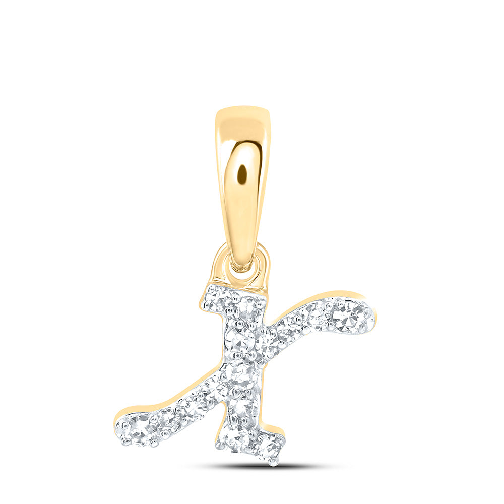 0.06 Ctw Natural Diamond Tiny Initial Letter X  Pendant in 10k Yellow Gold