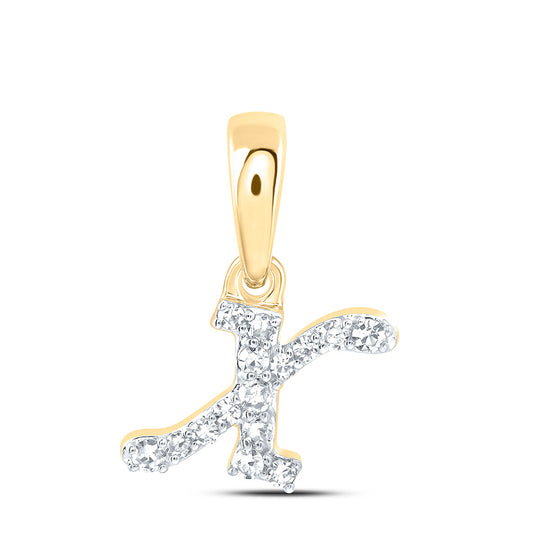 0.06 Ctw Natural Diamond Tiny Initial Letter X  Pendant in 10k Yellow Gold