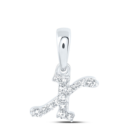 0.06 Ctw Natural Diamond Tiny Initial Letter X  Pendant in 10k White Gold