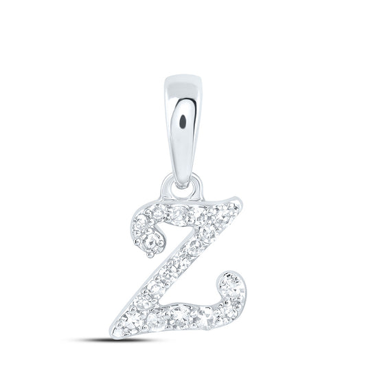 0.07 Ctw Natural Diamond Initial Letter Z Pendant in 10k White Gold