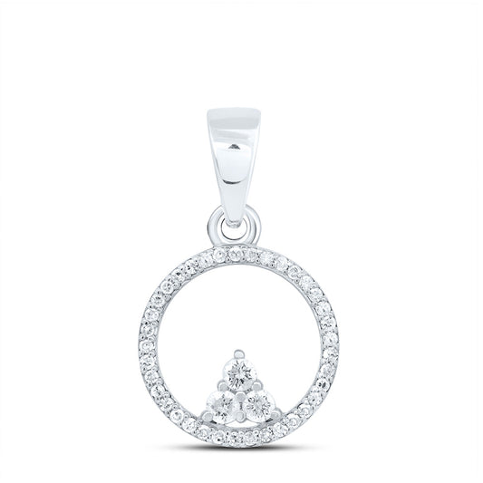 0.2 Ctw Natural Diamond Open Circle Triangle Pendant in 10k White Gold