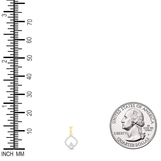 0.2 Ctw Natural Diamond Open Square Triangle Pendant in 10k Yellow Gold