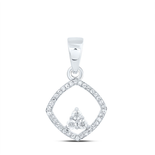 0.19 Ctw Natural Diamond Open Square Triangle Pendant in 10k White Gold