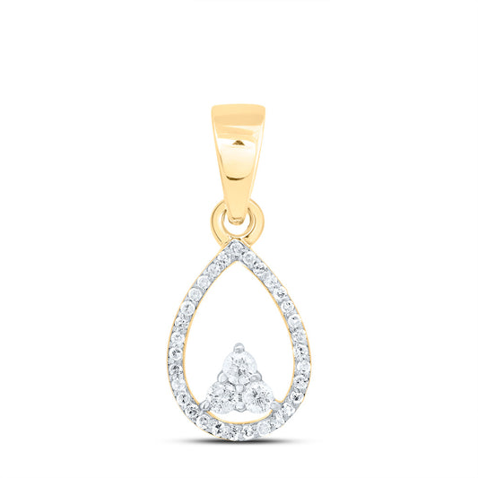 0.17 Ctw Natural Diamond Open Oval Triangle Pendant in 10k Yellow Gold