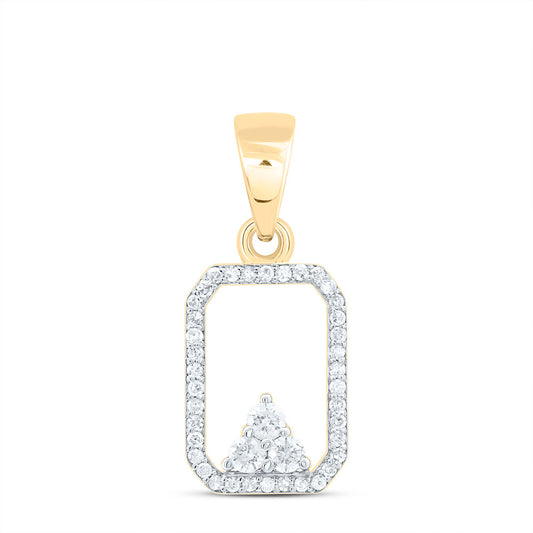 0.21 Ctw Natural Diamond Open Octagone Triangle Pendant in 10k Yellow Gold