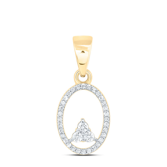 0.17 Ctw Natural Diamond Open Oval Triangle Pendant in 10k Yellow Gold