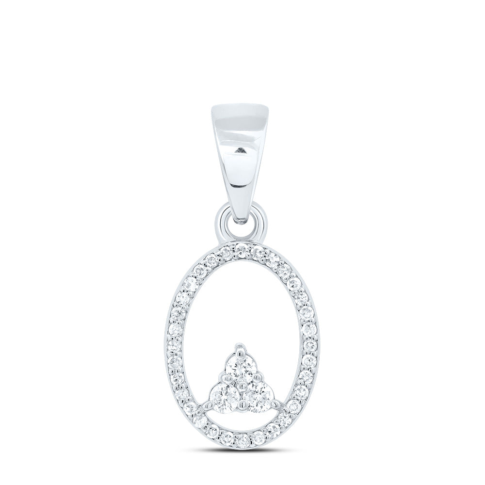 0.17 Ctw Natural Diamond Open Oval Triangle Pendant in 10k White Gold