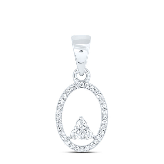 0.17 Ctw Natural Diamond Open Oval Triangle Pendant in 10k White Gold