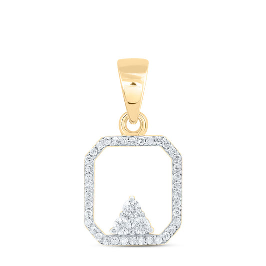 0.21 Ctw Natural Diamond Open Octagone Triangle Pendant in 10k Yellow Gold