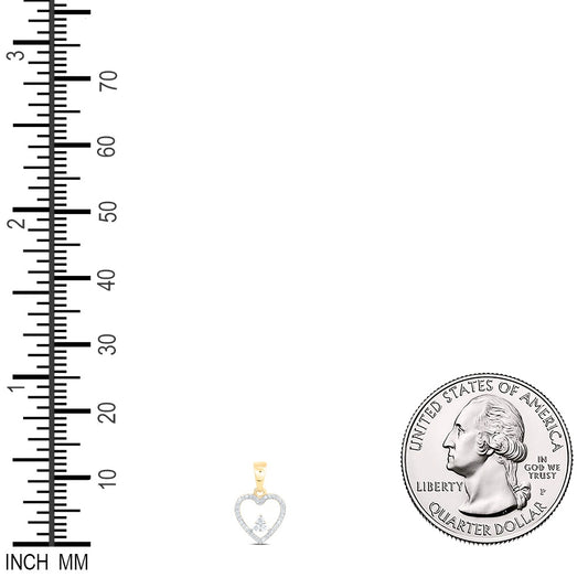 0.21 Ctw Natural Diamond Open Heart Triangle Pendant in 10k Yellow Gold