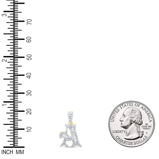 0.3 Ctw Natural Diamond Hiphop Designer Initial Letter A Pendant in 10k Yellow Gold