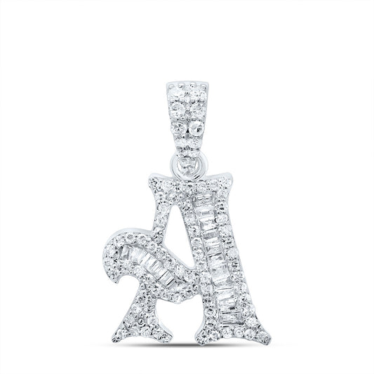 0.3 Ctw Natural Diamond Hiphop Designer Initial Letter A Pendant in 10k White Gold