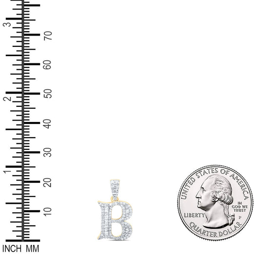 0.3 Ctw Natural Diamond Baguette Hiphop Initial Letter B Pendant in 10k Yellow Gold