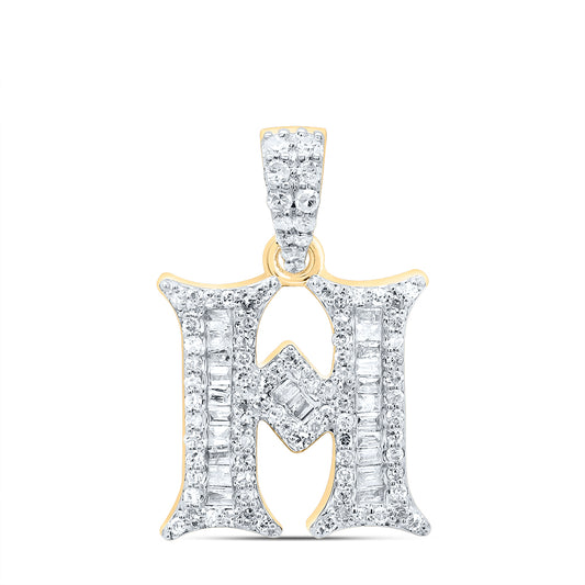 0.34 Ctw Natural Diamond Hiphop Designer Initial Letter H Pendant in 10k Yellow Gold